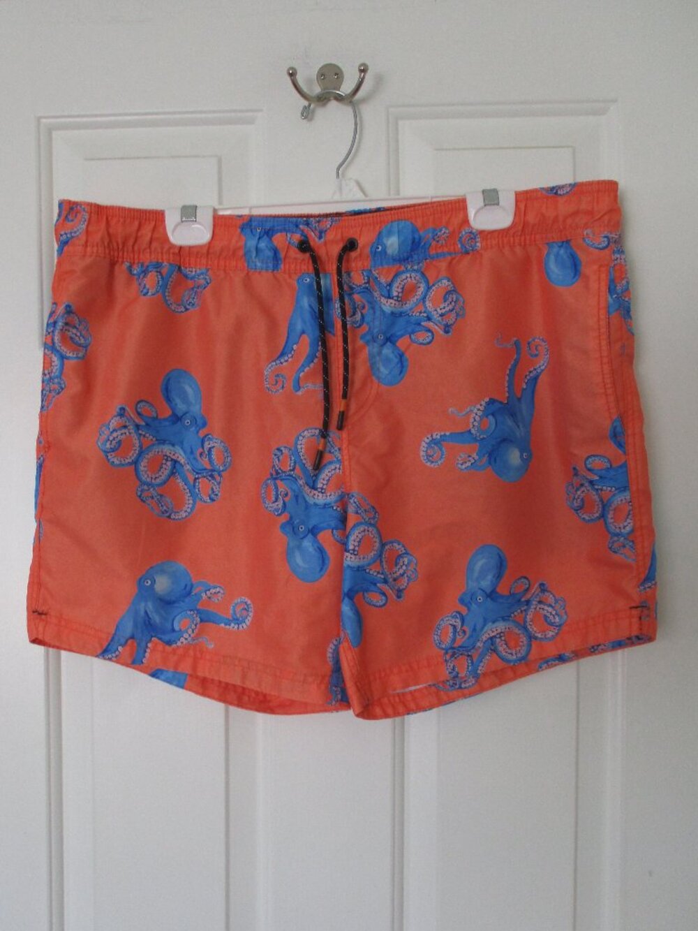 Joules Mens Orange & Blue Octopus Lined 3-Pocket Swim Trunk - Size 38W-42W
